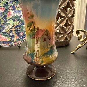 Hand-Painted Scenic Vase...Vintage